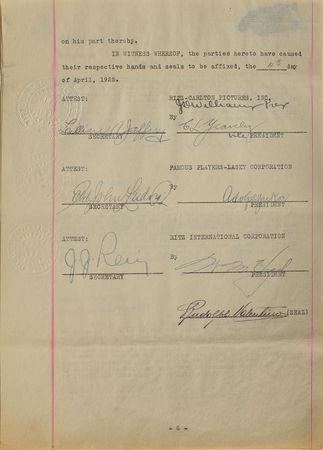 Lot #704 Rudolph Valentino: Contracts related to a pair of Valentino films - Image 2