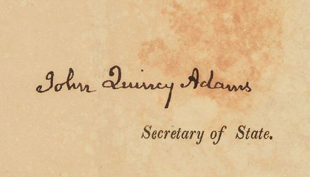 Lot #12 James Monroe and John Quincy Adams: Monroe and Adams issue ship's papers for 