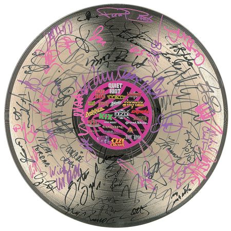Lot #4259 1980s Rock Signed Metallic Record - Image 1