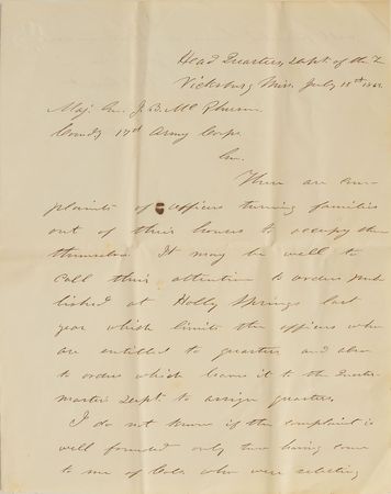 Lot #38 U. S. Grant: Grant pens a fellow general over 