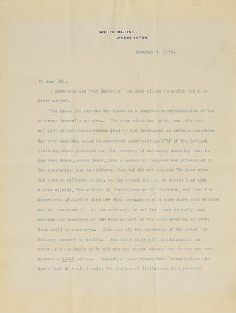 Lot #47 Theodore Roosevelt: Scandal involving 