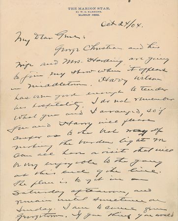 Lot #58 Warren G. Harding Handwritten Letter Signed - Image 1