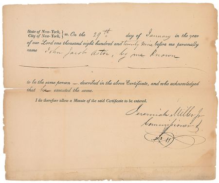 Lot #245 John Jacob Astor Signed Document - Image 2