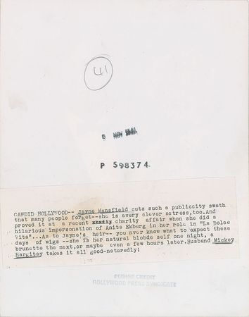 Lot #823 Jayne Mansfield Photographs - Image 5