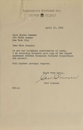 Lot #786 Gloria Swanson: Swanson's publicity agreement for Sunset Boulevard - Image 3