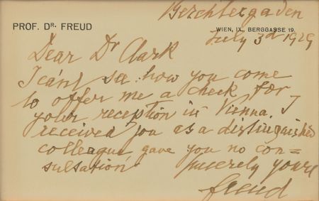 Lot #180 Sigmund Freud: Rare English letter to a 