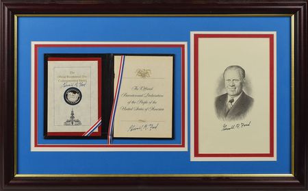 Lot #103 Gerald Ford Bicentennial Program and Engraving - Image 1
