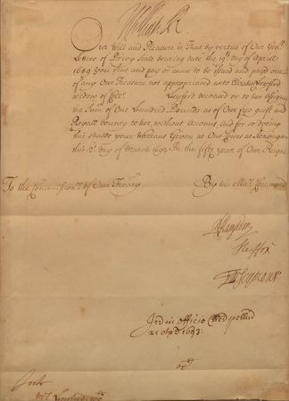 Lot #218 King William III Signed Document - Image 2