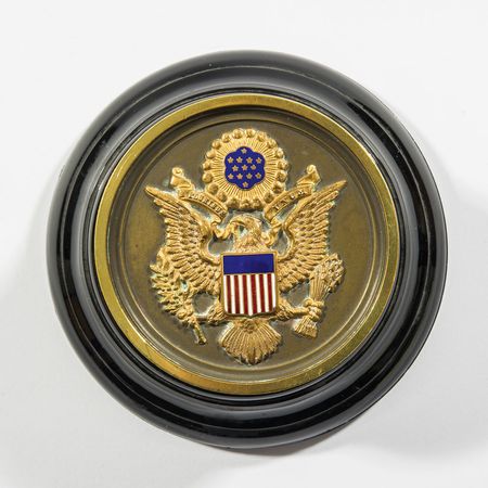 Lot #74 Dwight D. Eisenhower: The personally-used WWII Great Seal of the United States paperweight of 