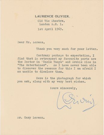 Lot #771 Laurence Olivier: 