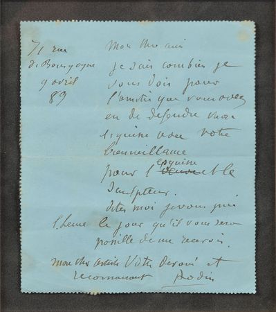 Lot #386 Auguste Rodin Handwritten Letter Signed - Image 2