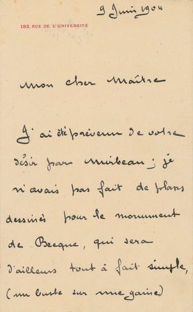 Lot #337 Auguste Rodin Signed Letter - Image 1