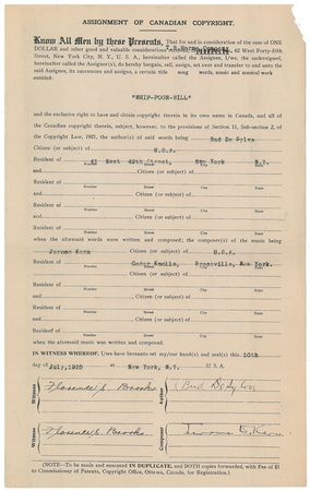 Lot #534 Jerome Kern Signed Documents - Image 1