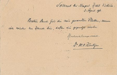 Lot #129 Wilhelm Rontgen: Rare letter to the first producer of radiographic plates, only months after discovering the X-ray - Image 1