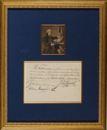 Lot #101 John Hancock: Hancock signs in 