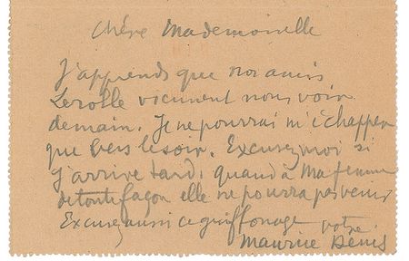 Lot #327 Maurice Denis Handwritten Letter Signed - Image 1