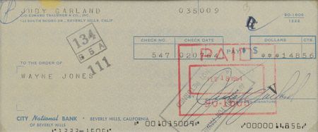 Lot #609 Judy Garland Check - Image 2