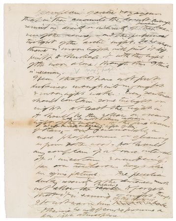 Lot #389 Henry David Thoreau: Thoreau's poetic observations on writing of moonlight: 