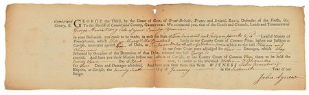 Lot #218 James Wilson Signed Document - Image 1
