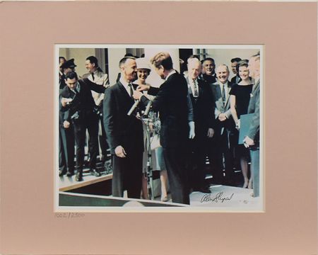 Lot #310 Alan Shepard Signed Photograph and Statue - Image 1