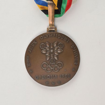 Lot #716 Grenoble 1968 Winter Olympics Ice Hockey Bronze Winners Medal with Ribbon & Box: Bronze 