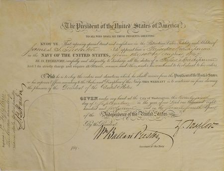 Lot #17 Zachary Taylor: Scarce naval appointment