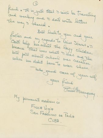 Lot #372 Ernest Hemingway: Hemingway recounts his â??Nick Adamsâ?? daysâ??