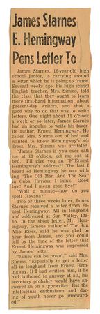 Lot #372 Ernest Hemingway: Hemingway recounts his â??Nick Adamsâ?? daysâ??