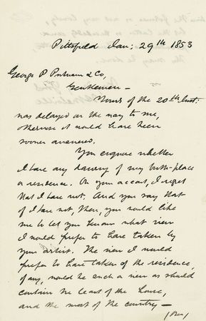 Lot #380 Herman Melville: Rare Melville 1853 letter describing his home at Arrowhead - Image 2