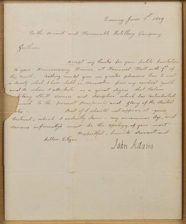 Lot #3 John Adams: Praise for America's oldest
