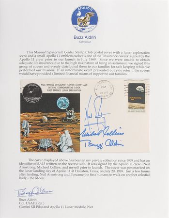 Lot #8220 Buzz Aldrin?s Apollo 11 ?Type 1? Signed Insurance Cover - Image 1