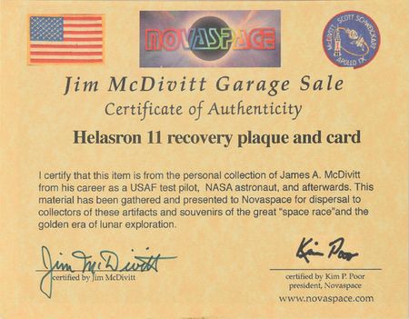 Lot #8090  Gemini 4: Jim McDivitt's Signed Plaque - Image 3