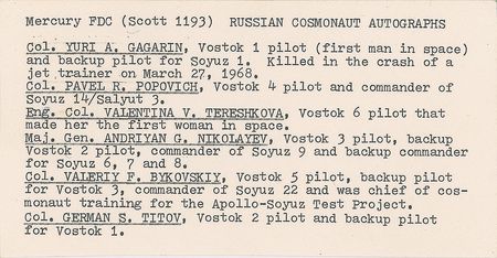 Lot #8035  Vostok Cosmonauts Signed Cover - Image 2
