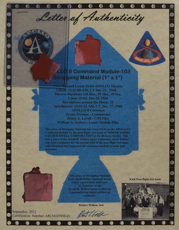 Lot #8202  Apollo 8 Flown CM Strapping Material - Image 1