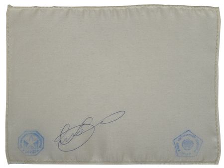 Lot #8439  Mir Flown Silk Cloth and Signed Crew Photo - Image 1