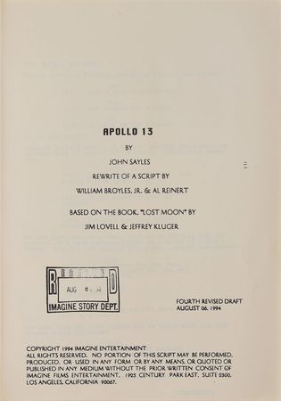 Lot #8303 Gene Kranz's Apollo 13 Movie Script - Image 1