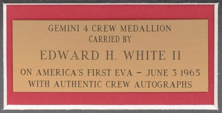 Lot #8087  Gemini 4: Ed White's Flown Silver Medallion and Crew-Signed Display - Image 2