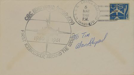Lot #8051  MR-3: Alan Shepard Signed Cover and Parachute Fragment - Image 2