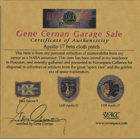 Lot #8395 Gene Cernan's Apollo 17 Beta Cloth - Image 2
