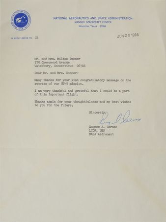 Lot #8102  Gemini 9: Gene Cernan Typed Letter Signed - Image 1