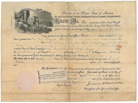 Lot #6 James Monroe: President Monroe-issued land