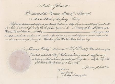 Lot #32 Andrew Johnson Signed Document