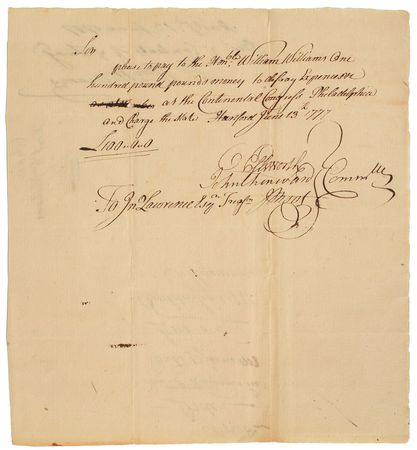Lot #148 Oliver Ellsworth and William Williams: A pair of Connecticut delegates from the Second Continental Congress - Image 1