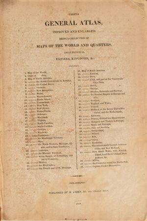 Lot #214 Mathew Carey: Rare 1816 edition of Carey's General Atlas, portraying America's westward expansion - Image 1