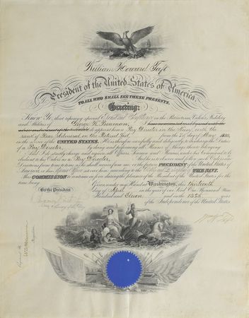 Lot #134 William H. Taft: Taft grants 