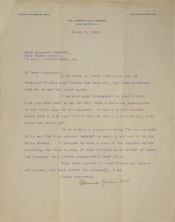 Lot #169 Alexander Graham Bell: Remarkable letter on Graham Bell's 