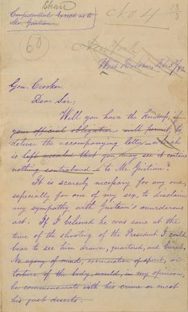 Lot #223 Charles Guiteau: President Garfield’s assassin prepares to publish: 