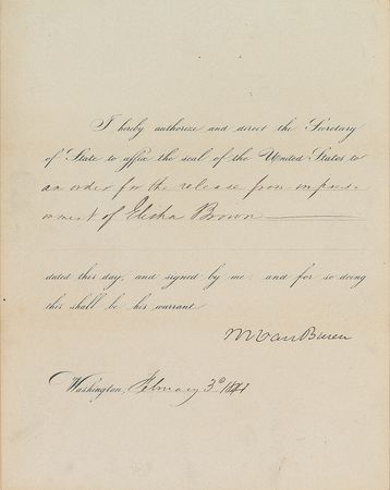 Lot #13 Martin Van Buren Signed Document