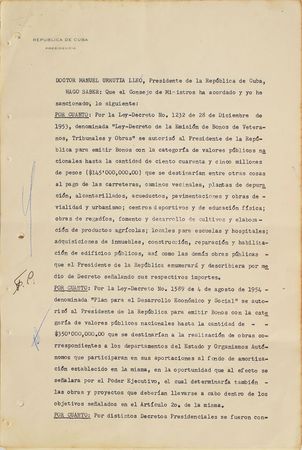 Lot #187 Fidel Castro Signed Document - Image 1
