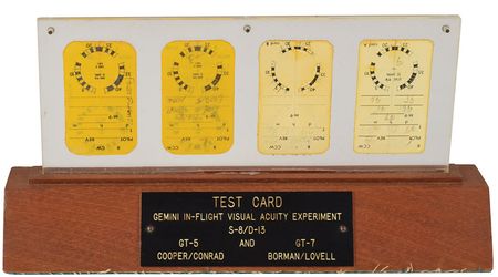 Lot #383 Gemini 5: Flown visual acuity cards used by the astronauts of Gemini 5 and 7 - Image 1